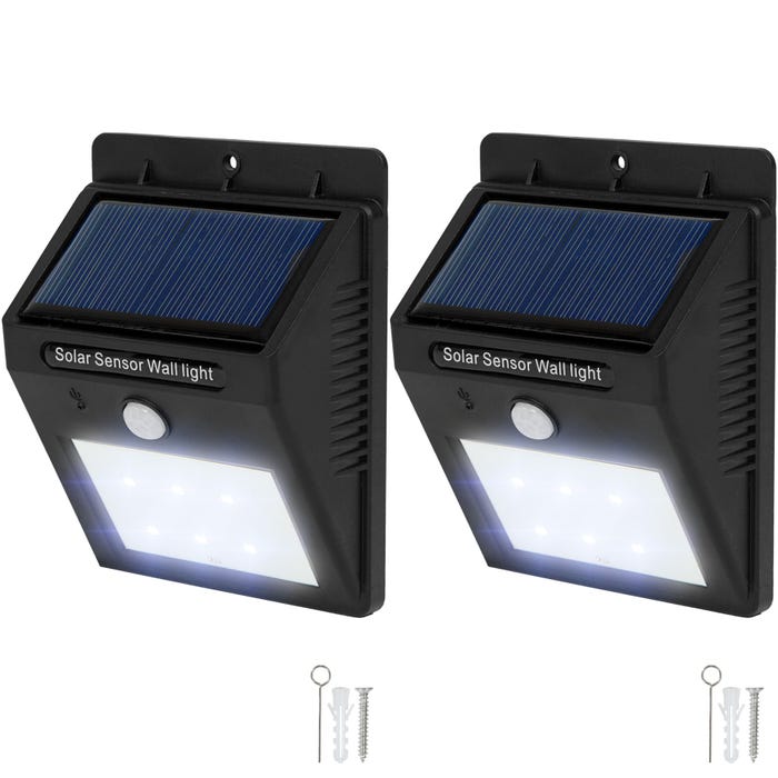 2 LED Solar vägglampor med rörelsedetektor