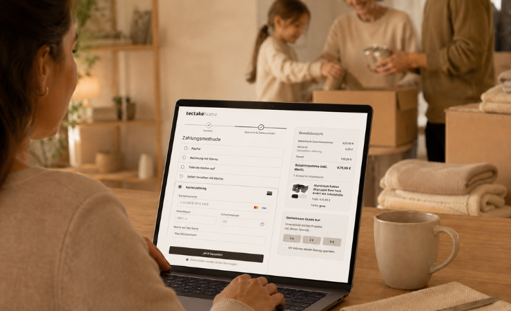 Kunden donerar i tectakes kassa via Adyen Giving