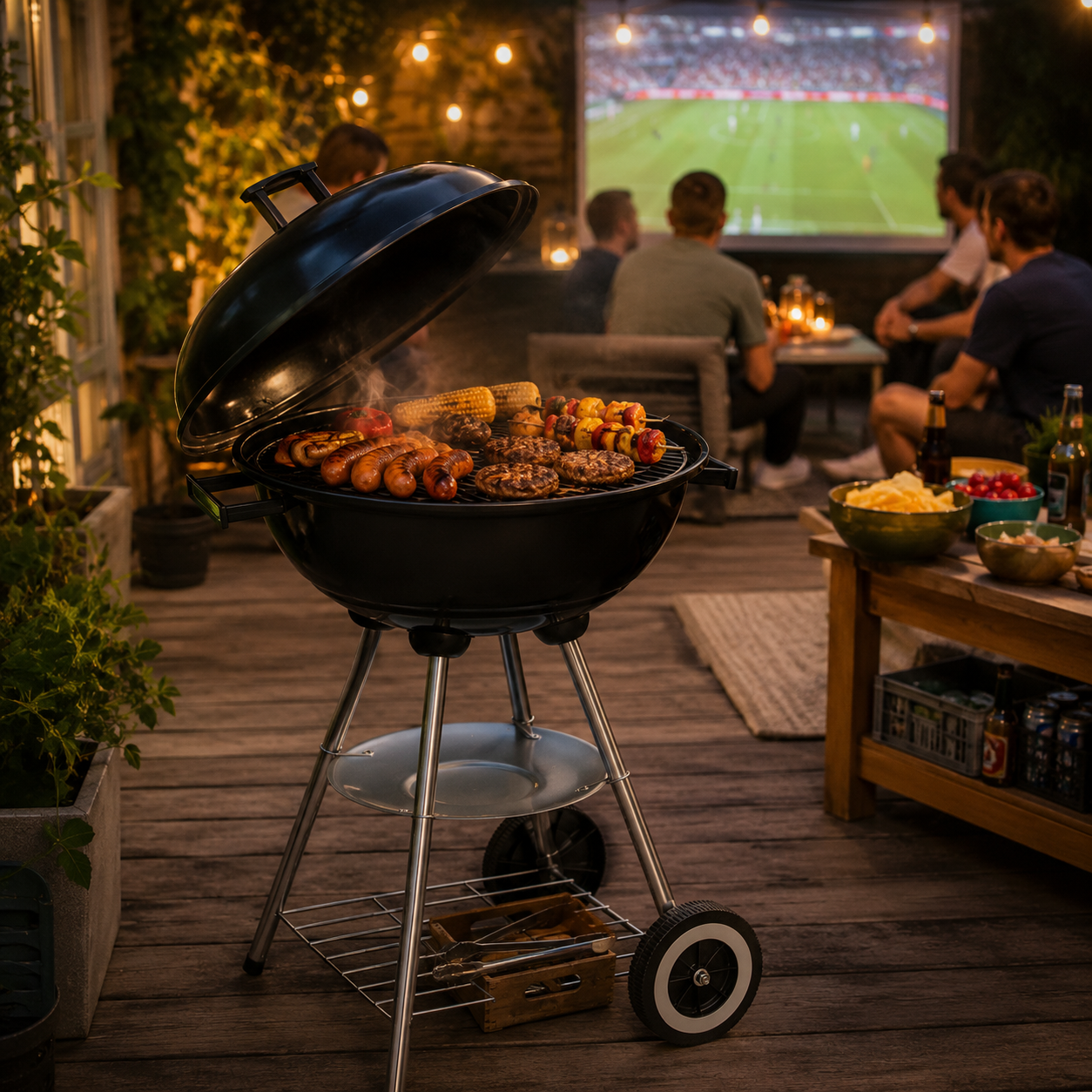 Grillplats på en somrig terrass