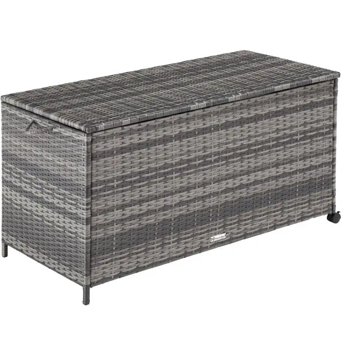 Förvaringslåda för utomhus – 297 l rottingbox med hjul Kuusamo