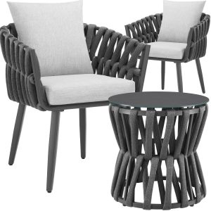 Set Lugano i repdesign, aluminiumstativ, skruvbara ben