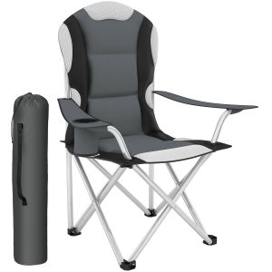 Campingstol med stoppad dyna, hopf&auml;llbar