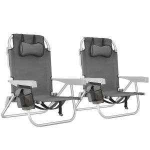 Aluminium strandstol Coral, hopf&auml;llbar med ryggs&auml;cksfunktion