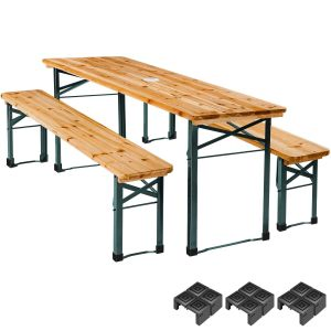 Bord- och b&auml;nkset Ludwig i 3 delar, hopf&auml;llbar med parasollh&aring;llare