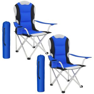 Campingstol med stoppad dyna, hopf&auml;llbar