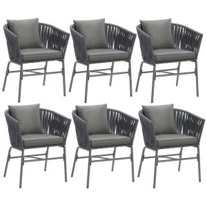 Set med tr&auml;dg&aring;rdsstolar Valeiras i repdesign, inklusive tjocka dynor